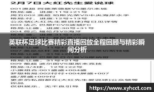 英联杯足球比赛精彩直播回放全程回顾与精彩瞬间分析