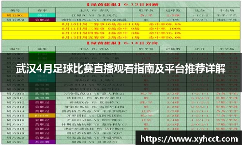 武汉4月足球比赛直播观看指南及平台推荐详解