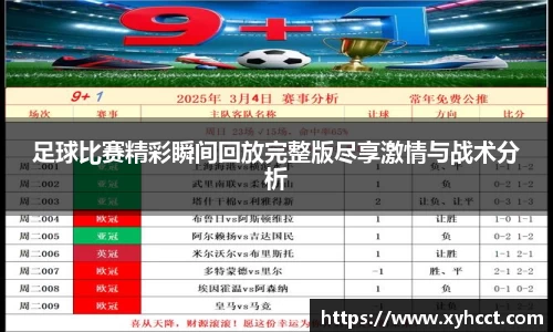 足球比赛精彩瞬间回放完整版尽享激情与战术分析