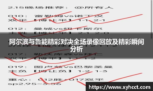 阿尔滨与鲁能精彩对决全场录像回放及精彩瞬间分析